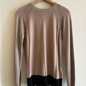 Ted Baker camel sweater, with subtle gold mettalic sleeves. size 3, runs small